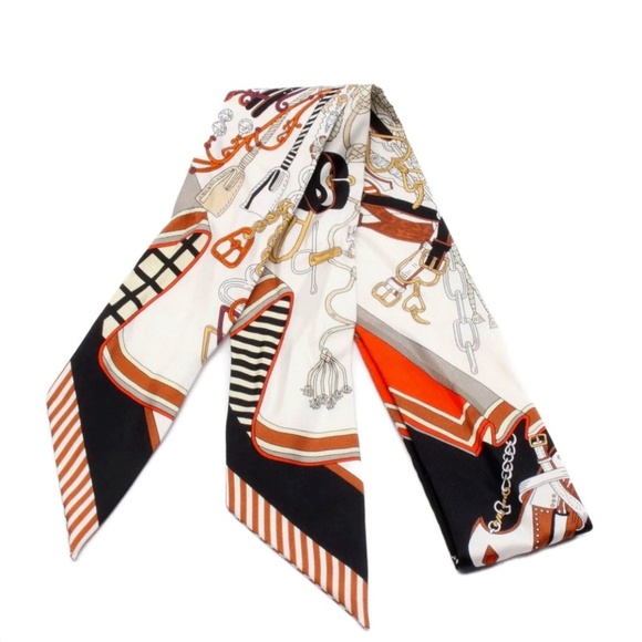HERMES Bouquets Sellier Silk Ribbon Twilly Scarf NWT - Picture 8 of 15